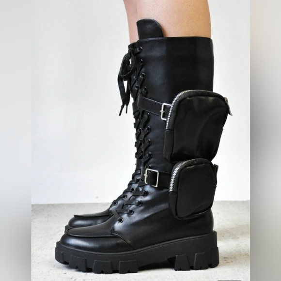 Black combat boots - Picture 3 of 5